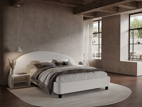 Большая двуспальная кровать Sten Bro Left - Мягкая кровать с округлым изголовьем на левую сторону
