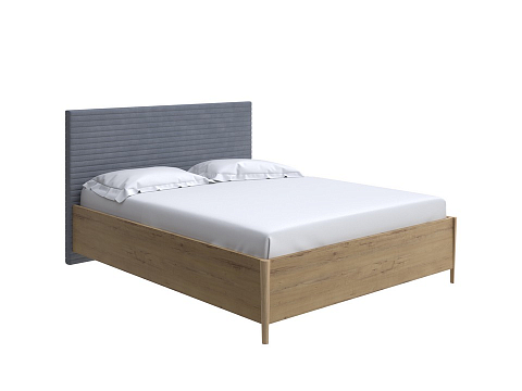 Серая кровать Rona - Классическая кровать с геометрической стежкой изголовья