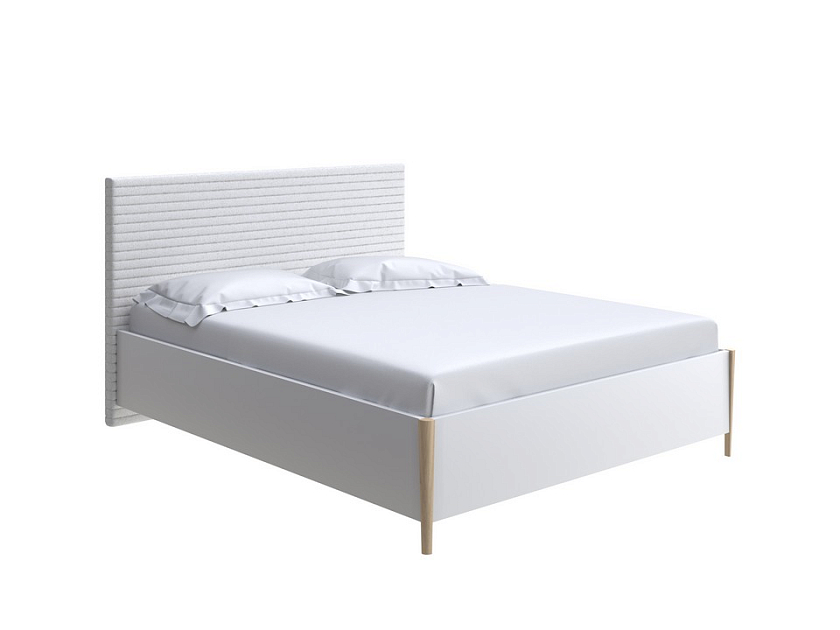 Кровать Rona 160x190  Белый/Тетра Имбирь - Классическая кровать с геометрической стежкой изголовья