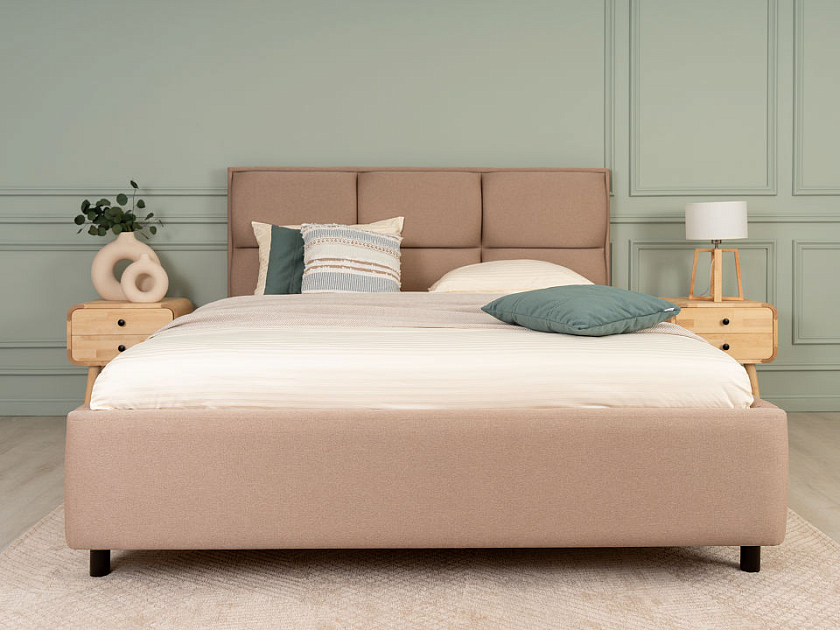 Кровать Malina 80x190 Ткань: Рогожка Тетра Стальной - Изящная кровать без встроенного основания из массива сосны с мягкими элементами.