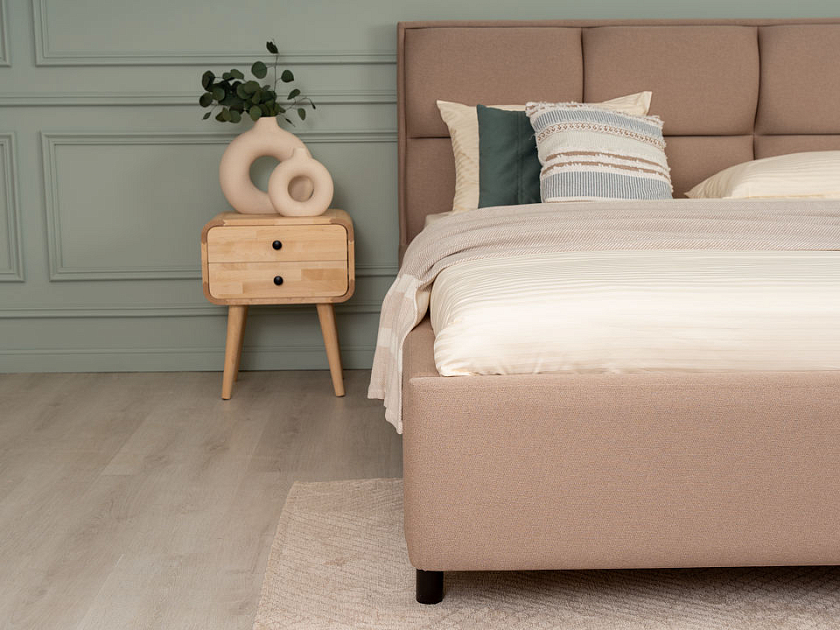 Кровать Malina 160x190 Ткань: Рогожка Тетра Графит - Изящная кровать без встроенного основания из массива сосны с мягкими элементами.