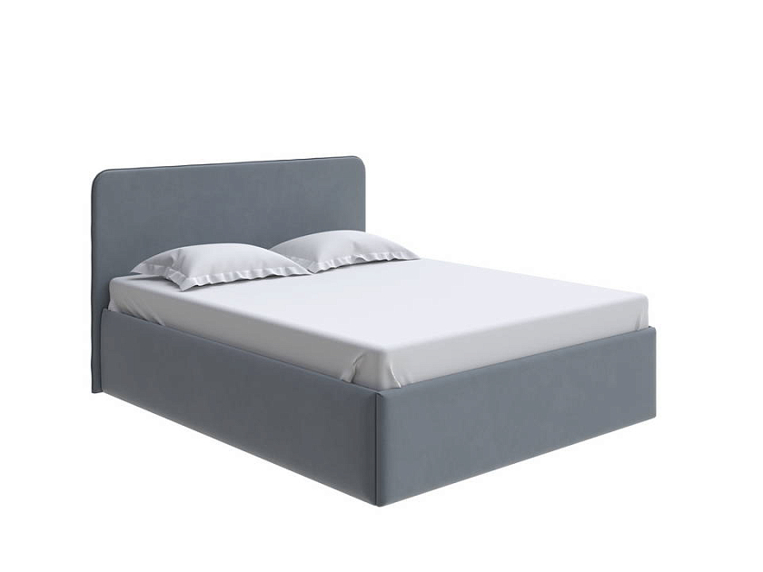 Кровать Mia с подъемным механизмом 160x200 Ткань: Велюр Forest 17 Серый - Стильная кровать с подъемным механизмом