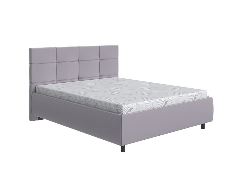 Кровать New Life 160x200 Экокожа Серебристый перламутр - Кровать в стиле минимализм с декоративной строчкой