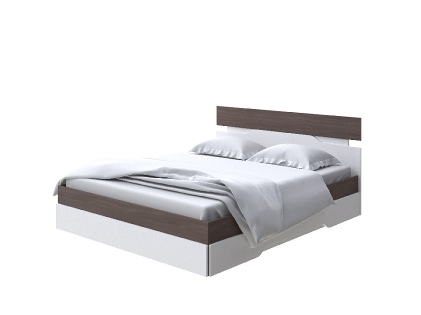 Кровать Milton 160x200 ЛДСП Ясень Шимо Темный/Белый - Современная кровать с оригинальным изголовьем.