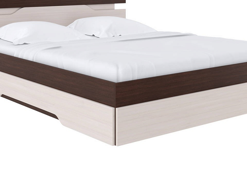 Кровать Milton 120x200 ЛДСП Ясень Шимо Светлый/Дуб Венге - Современная кровать с оригинальным изголовьем.
