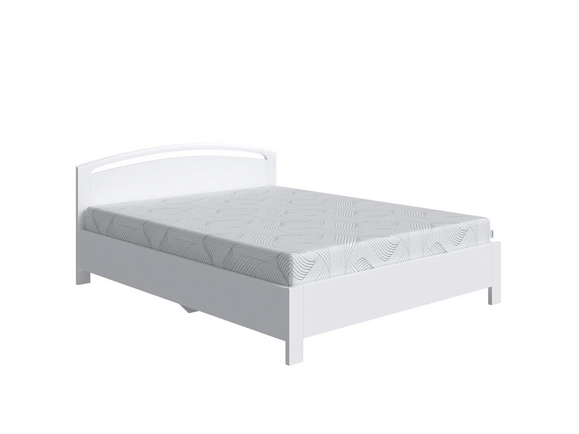 Кровать Веста 1-R с подъемным механизмом 160x190 Массив (сосна) Белая эмаль - Современная кровать с изголовьем, украшенным декоративной резкой