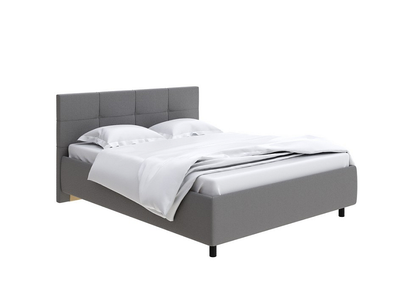 Кровать Next Life 1 160x200 Ткань: Рогожка Levis 25 Светло-коричневый - Современная кровать в стиле минимализм с декоративной строчкой