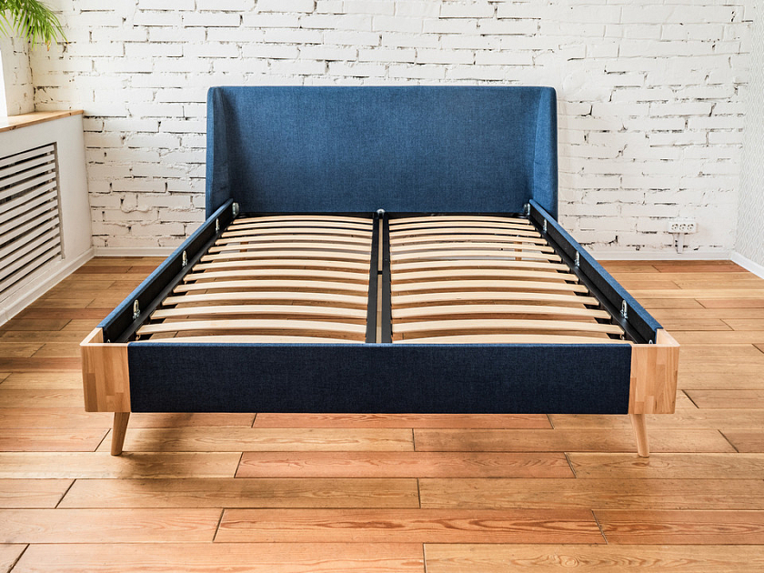 Кровать Lagom Side Soft 90x200 Ткань/Массив (дуб) Beatto Арабика/Масло-воск Natura (Дуб) - Оригинальная кровать в обивке из мебельной ткани.