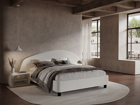 Белая кровать Sten Bro Right - Мягкая кровать с округлым изголовьем на правую сторону