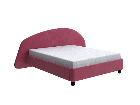 Розовая кровать Sten Bro Right - Мягкая кровать с округлым изголовьем на правую сторону