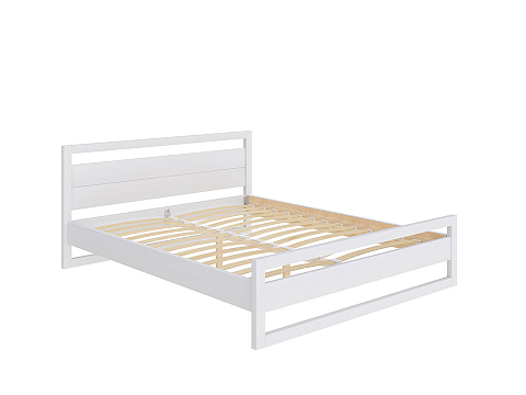 Белая двуспальная кровать Kvebek - Элегантная кровать из массива дерева с основанием