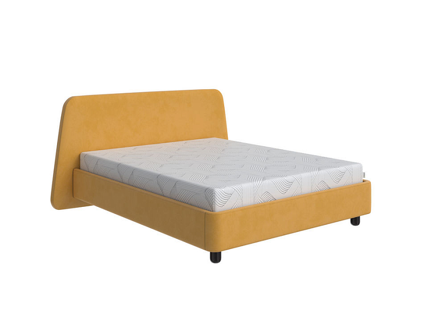 Кровать Sten Berg 80x190 Ткань/Массив (береза) Diva Шафран/Венге - Симметричная мягкая кровать.