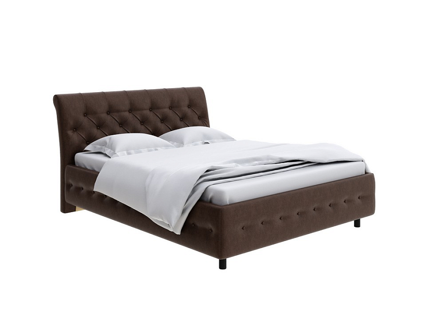 Кровать Next Life 4 160x200 Ткань: Рогожка Levis 37 Шоколад - Классическая кровать с изогнутым изголовьем и глубокой пиковкой