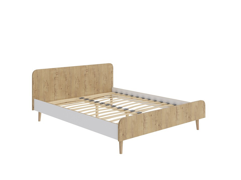 Кровать Way 90x190 ЛДСП Бунратти/Белый Жемчуг - Компактная корпусная кровать на деревянных опорах