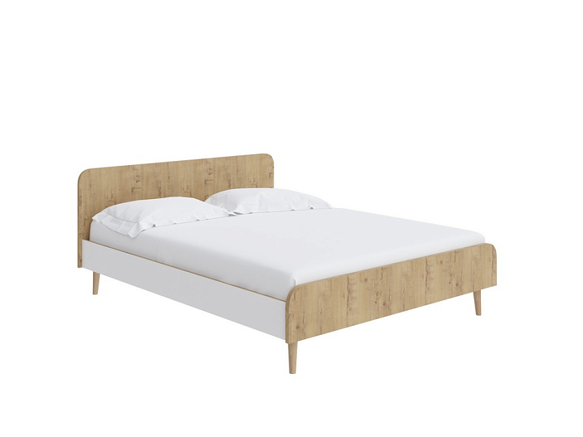 Кровать Way 90x190 ЛДСП Бунратти/Белый Жемчуг - Компактная корпусная кровать на деревянных опорах