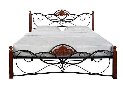 Кровать 160 на 200 Garda 2R - Кровать из массива березы с фигурной металлической решеткой.