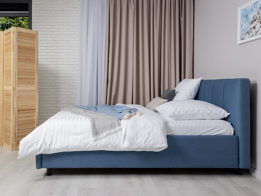 Кровать Nuvola-7 NEW 160x200 Ткань: Рогожка Levis 85 Серый - Современная кровать в стиле минимализм