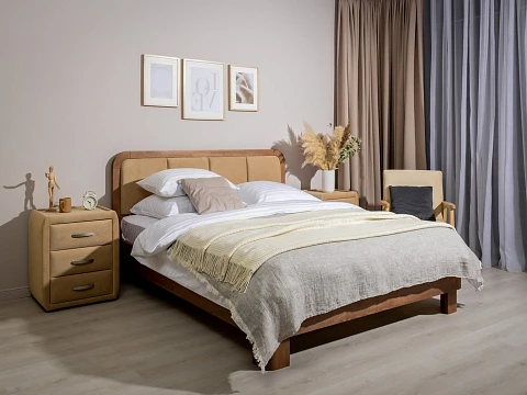 Большая кровать Hemwood - Кровать из натурального массива сосны с мягким изголовьем