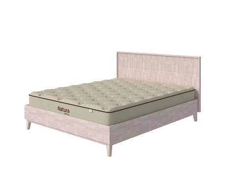 Большая кровать Tempo - Кровать из массива с вертикальной фрезеровкой и декоративным обрамлением изголовья